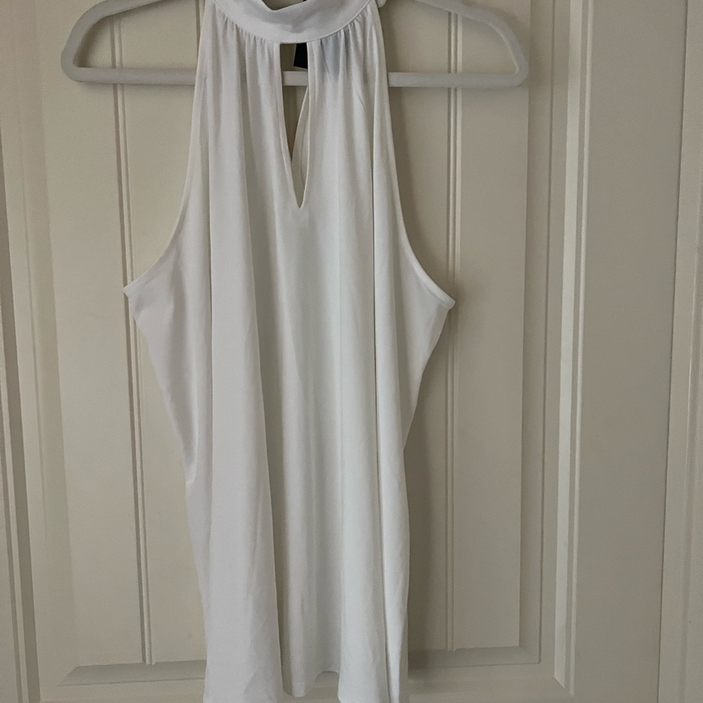 White Sexy Choker Sleeveless Blouse